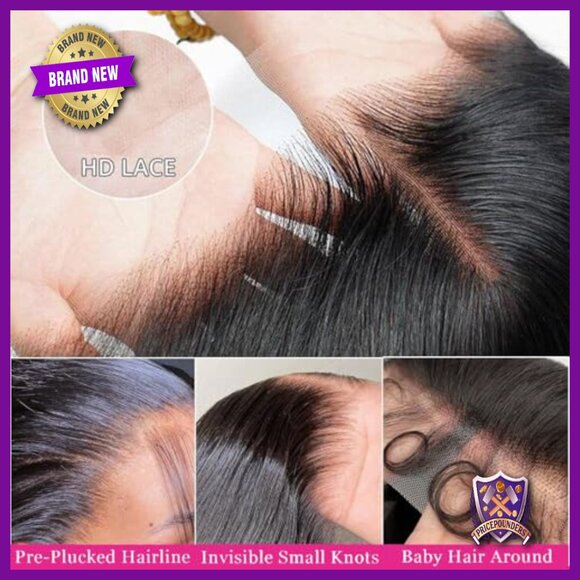 13x6 HD Lace Front Wig Human Hair Body Wave Full Frontal Pre Plucked main image 4